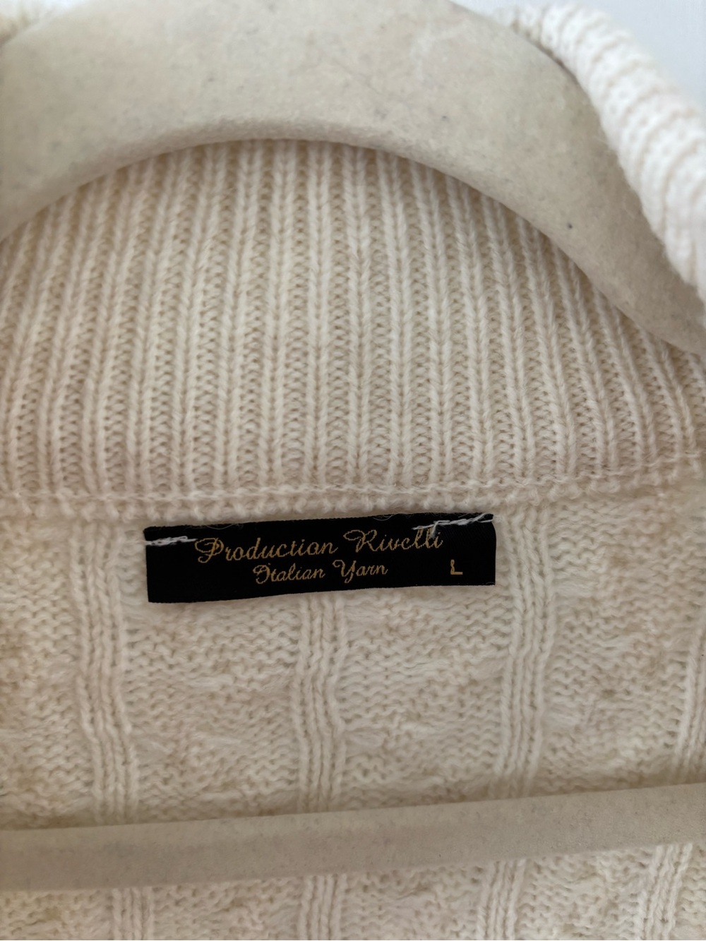 Italian Yarn Cable Knit Full Zip Mock Neck Wool Blend Sweater L Old Money Cabine - Picture 5 of 10